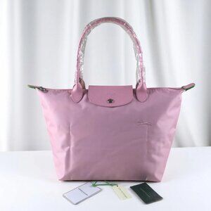 Unused Large Longchamp Green Handbag Petal Pink Shoulder Tote L
